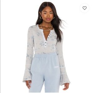 Free People Layer Me Henley in Grey Combo Size Medium